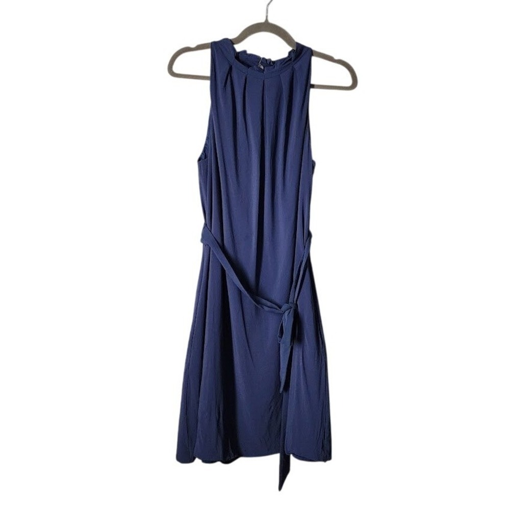 Love Moschino Navy Blue Dress Pleated Halter Neck Belted Cocktail mini size 10